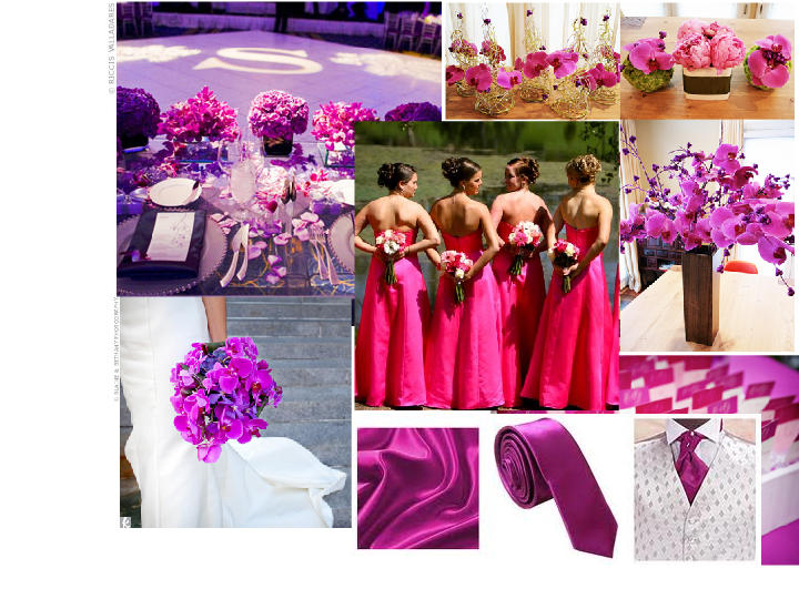 Magenta Purple and Hot Hot Pink PANTONE WEDDING Styleboard The Dessy 