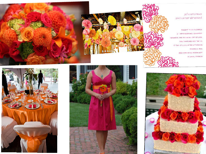 pink and orange wedding PANTONE WEDDING Styleboard The Dessy Group