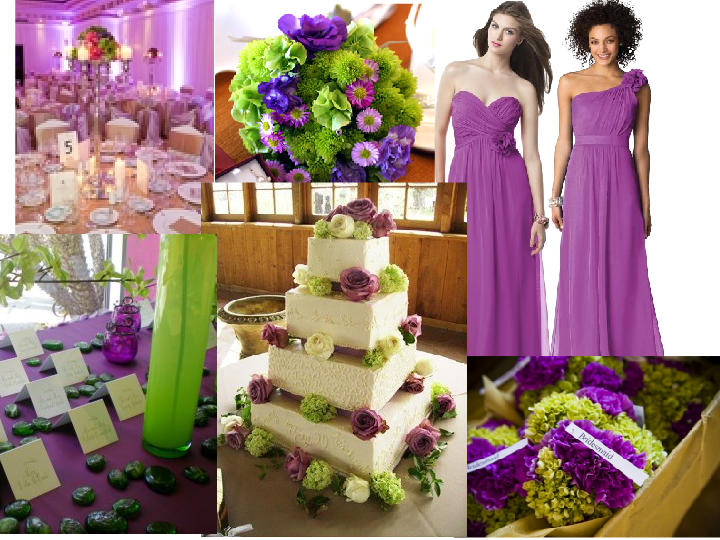 Purple Lime Green and Ivory Wedding PANTONE WEDDING Styleboard The Dessy 