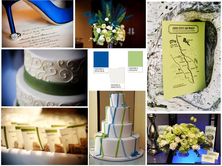 Inspiration Board Royal Blue Snow White and Pistachio Green PANTONE 