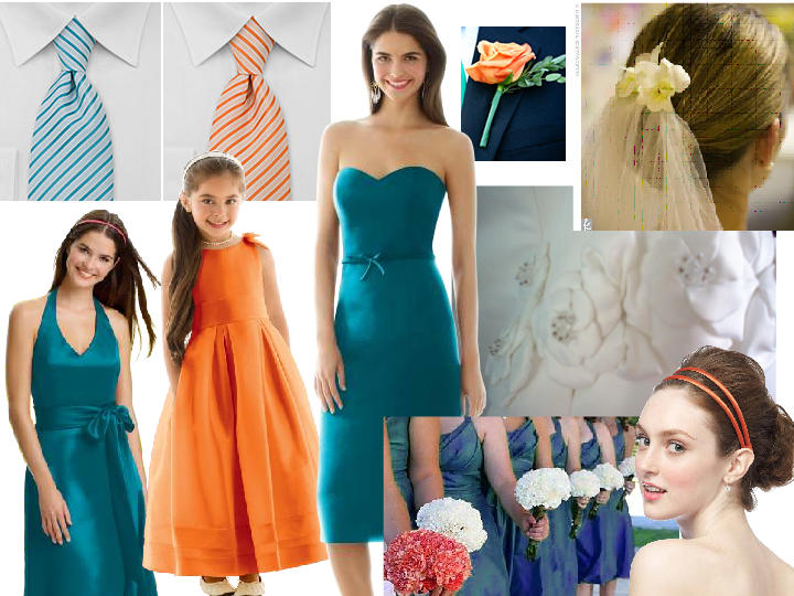 attire and flowers : PANTONE WEDDING Styleboard | The Dessy Group