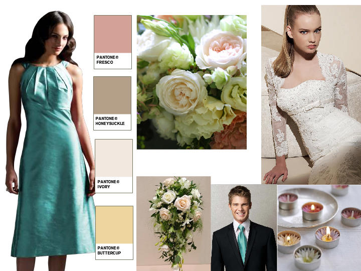 Peaches and Cream : PANTONE WEDDING Styleboard | The Dessy Group
