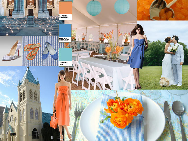 searsucker and clementine : PANTONE WEDDING Styleboard | The Dessy Group