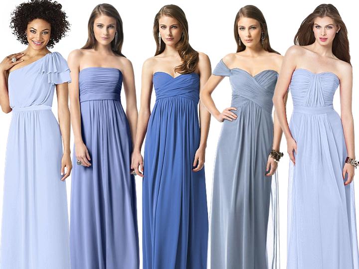 different dress shades of blue PANTONE WEDDING Styleboard The Dessy Group